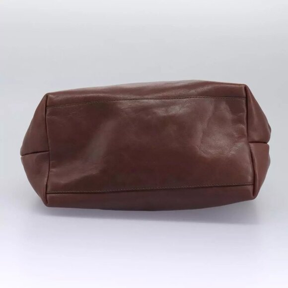 CELINE Hand Bag Leather Brown gold Auth - Picture 10 of 16